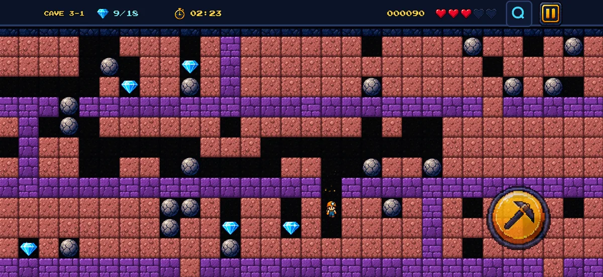 Landscape view of a maze-like cave full of diamonds